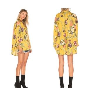 Yellow Floral button down Shirt